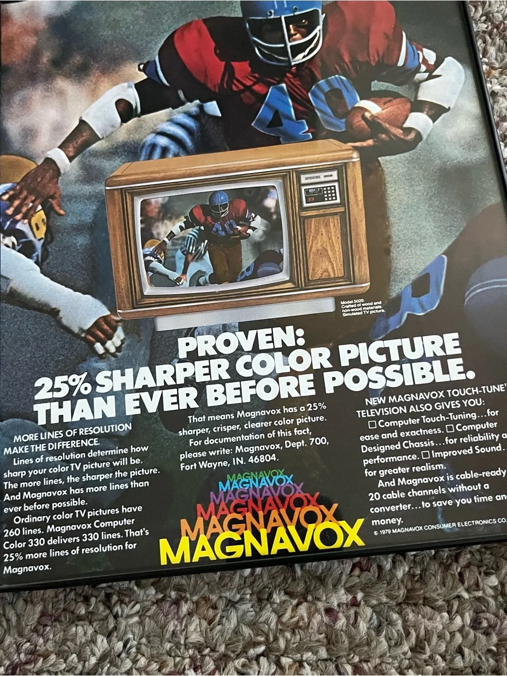 Vintage 1979 Magnavox Print Framed Size 8x10